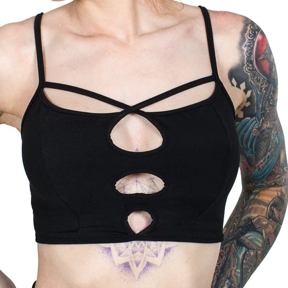 Cyberdog Peeker Bralette Top Black Small